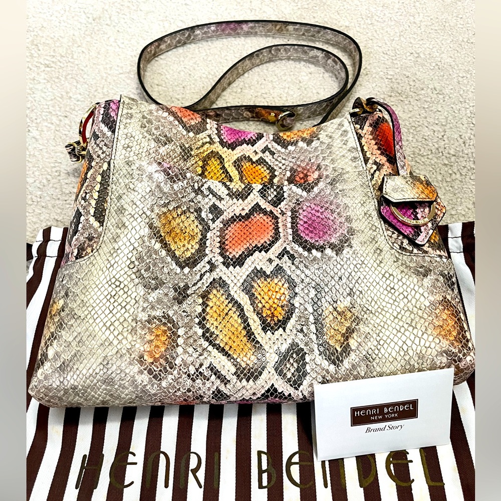 NWT Henri Bendel multicolored python print leather crossbody